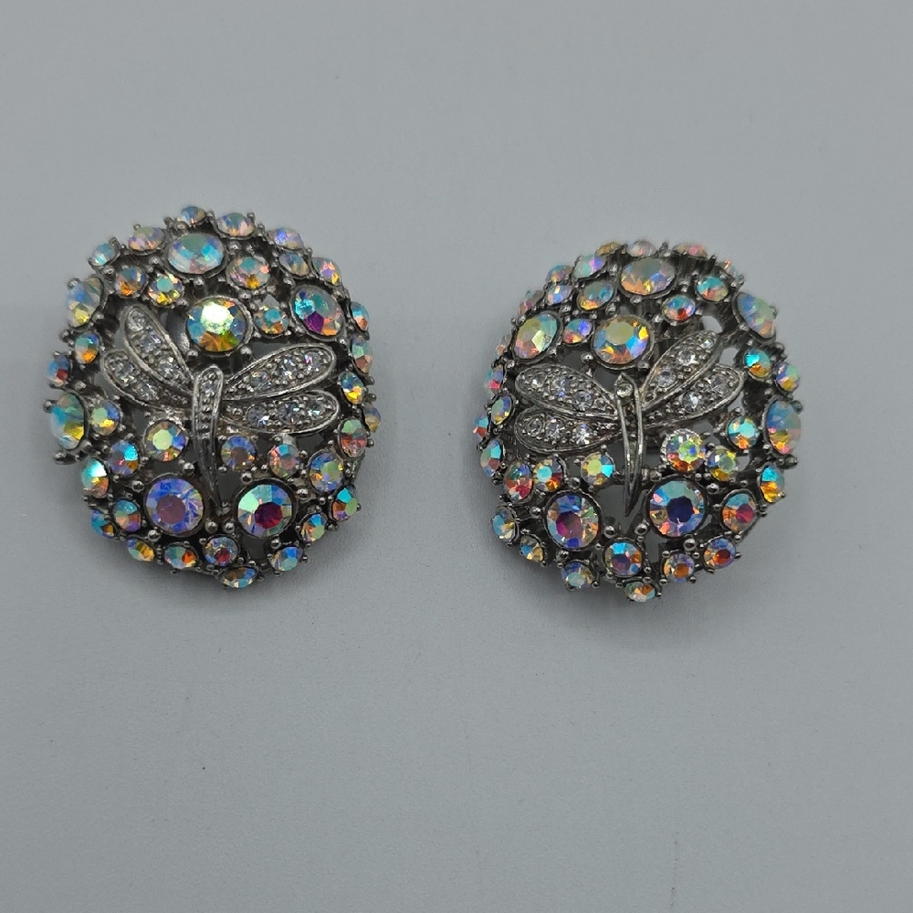Suzanne Somers Design Aurora Crystal Dragonfly Clip-On Earrings